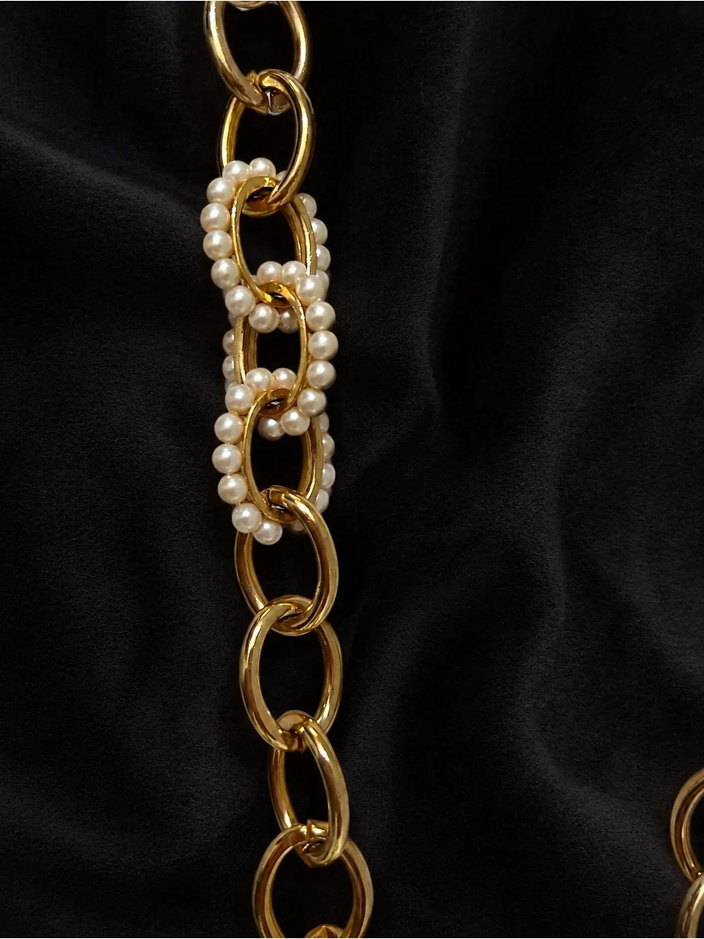Vintage 1990s Gold Tone Pearl Chain Belt 47” Dillard’s